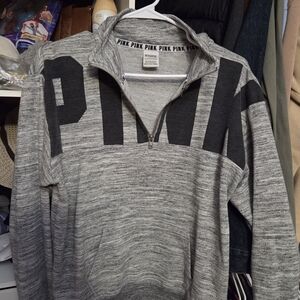 Victoria's Secret PINK Gray Half-Zip Pullover Sweatshirt